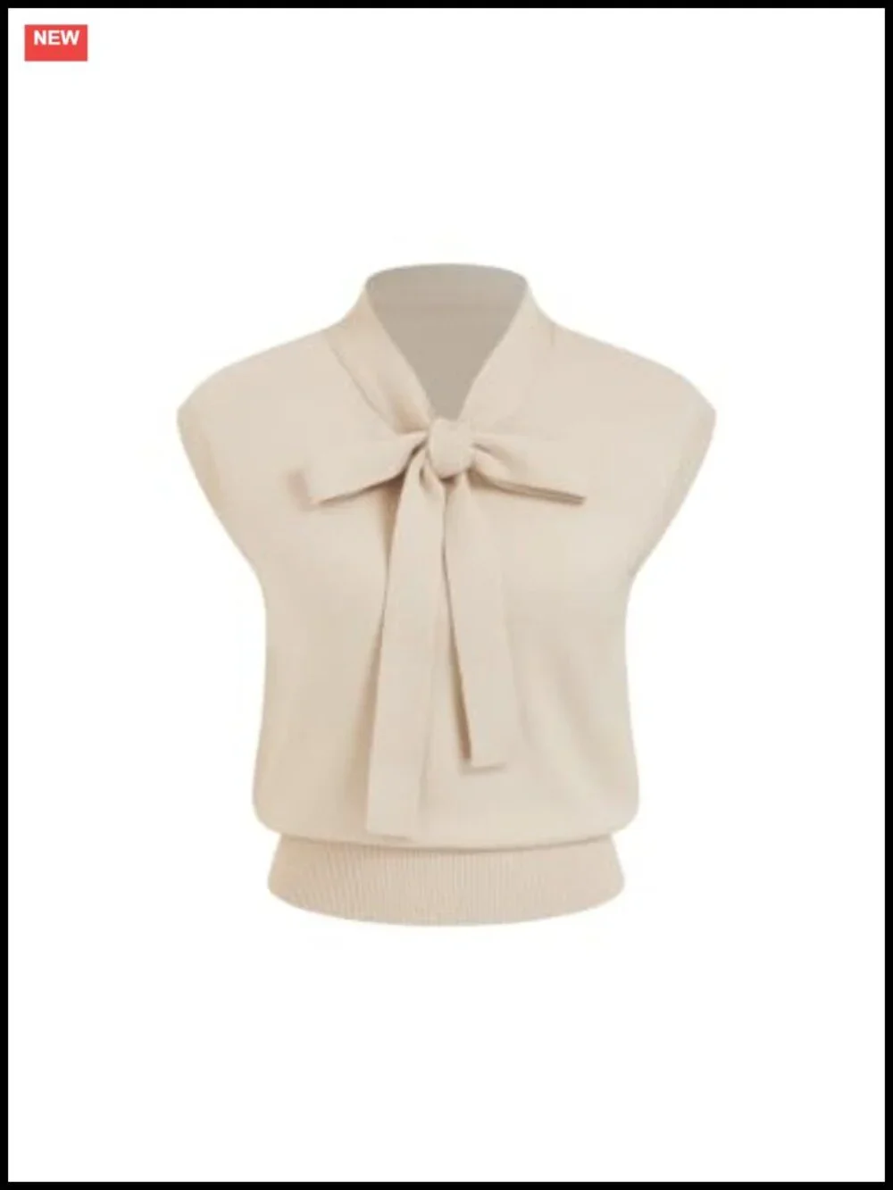 Bow Tie Cap Sleeve Cropped Sweater Vest Women Knit Fall Layer